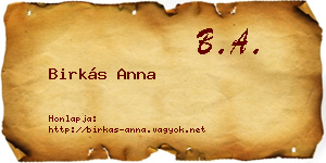 Birkás Anna névjegykártya